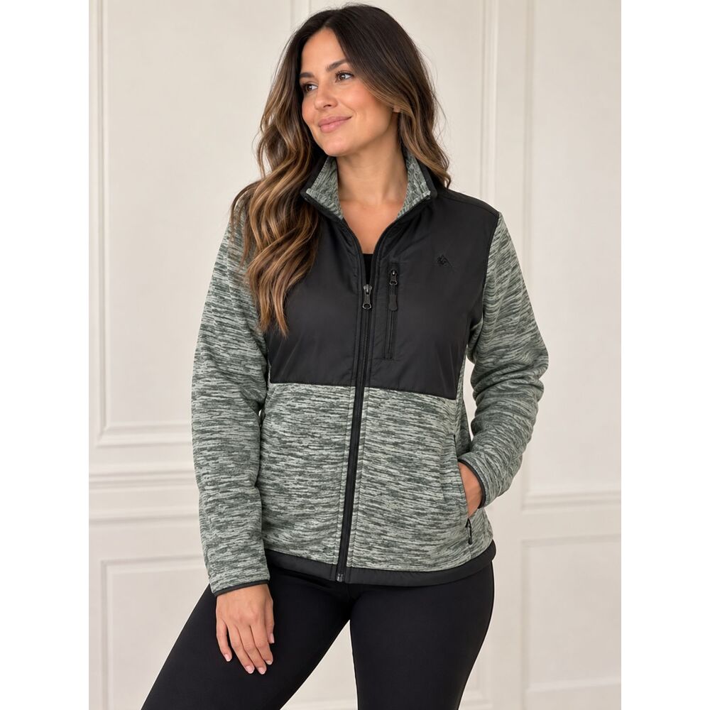 SNOZU Platinum Collection Women’s XL Black Green Fleece Full Zip Jacket